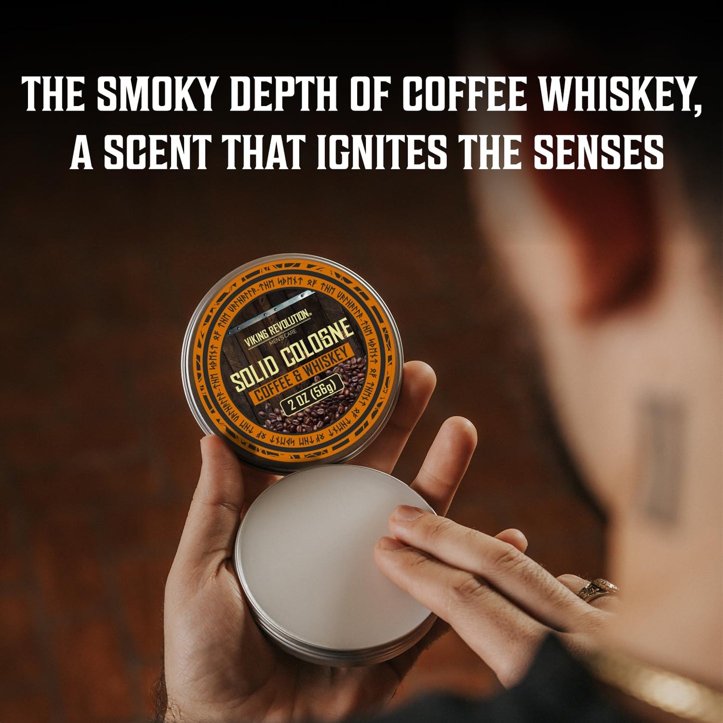 Viking Revolution Coffee Whiskey Mens Solid Cologne Men 2 Oz - Solid Perfume with Coffee and Whiskey Scent for Men - Mens Travel Cologne Wax (1 pack, 2 Oz)