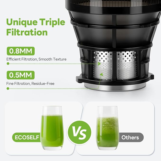 Cold Press Juicer - 5.5" Mega Mouth Feed Chute with Self Feeding Hands-Free Design - Juicer Machines for Vegetables and Fruits - Juice Extractor Machine High Juice Yield - Easy to Clean