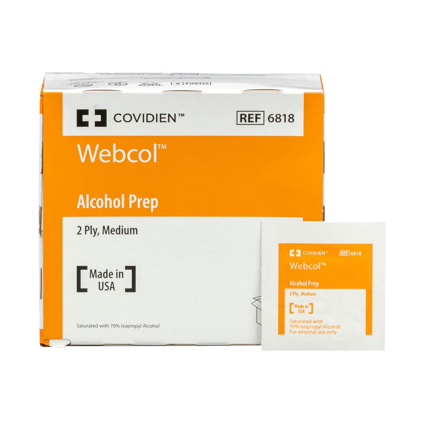 Webcol™ Alcohol Prep Pads, Medium, 2 Ply, 1 Carton of 200 Pads