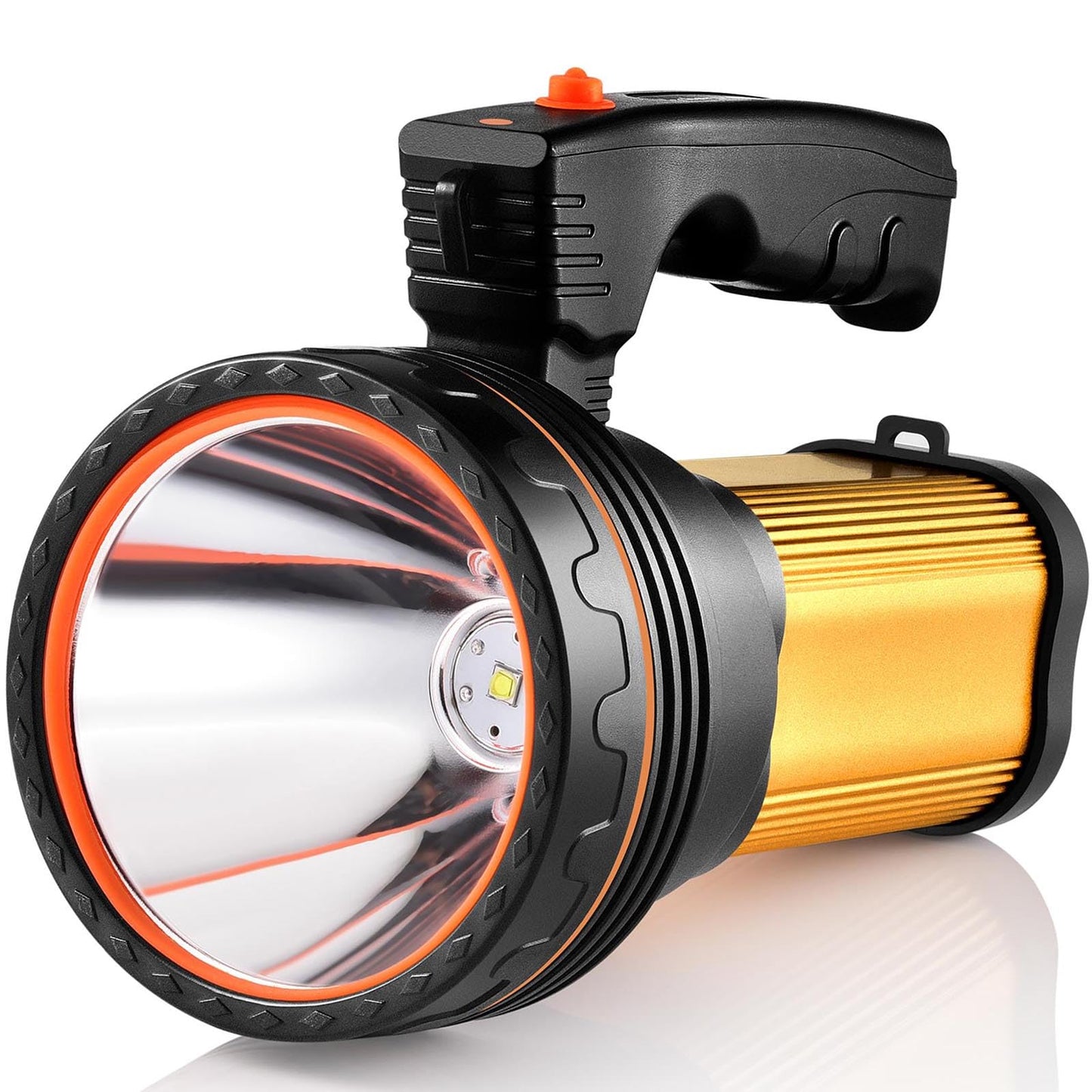 CSNDICE Rechargeable Flashlight, 1000,000LM, IP68 Waterproof, 10000mAh, Medium Size, Gold, Model 0809