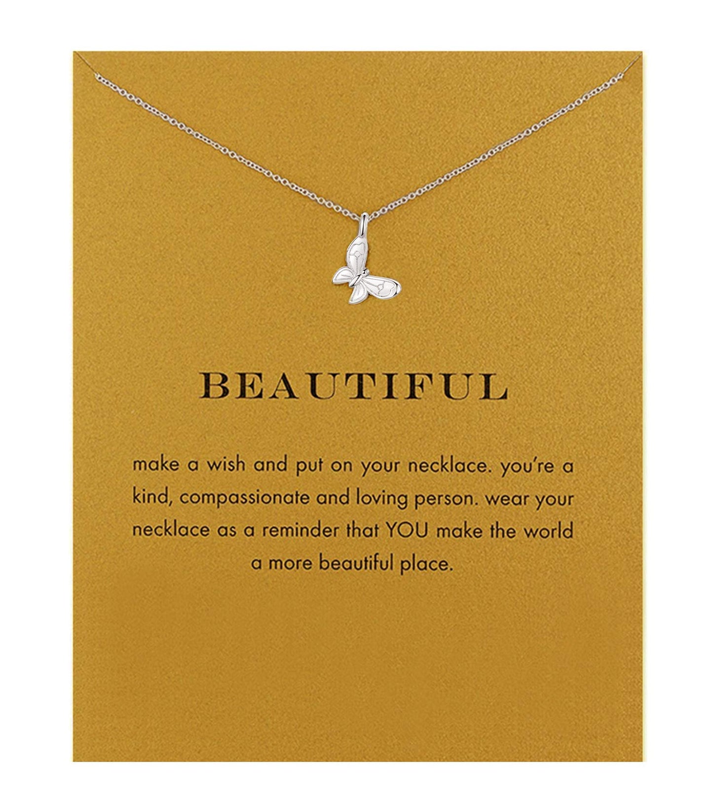 Baydurcan Butterfly Necklace Butterfly Pendant Necklace with Message Card Gift Card (butterfly)