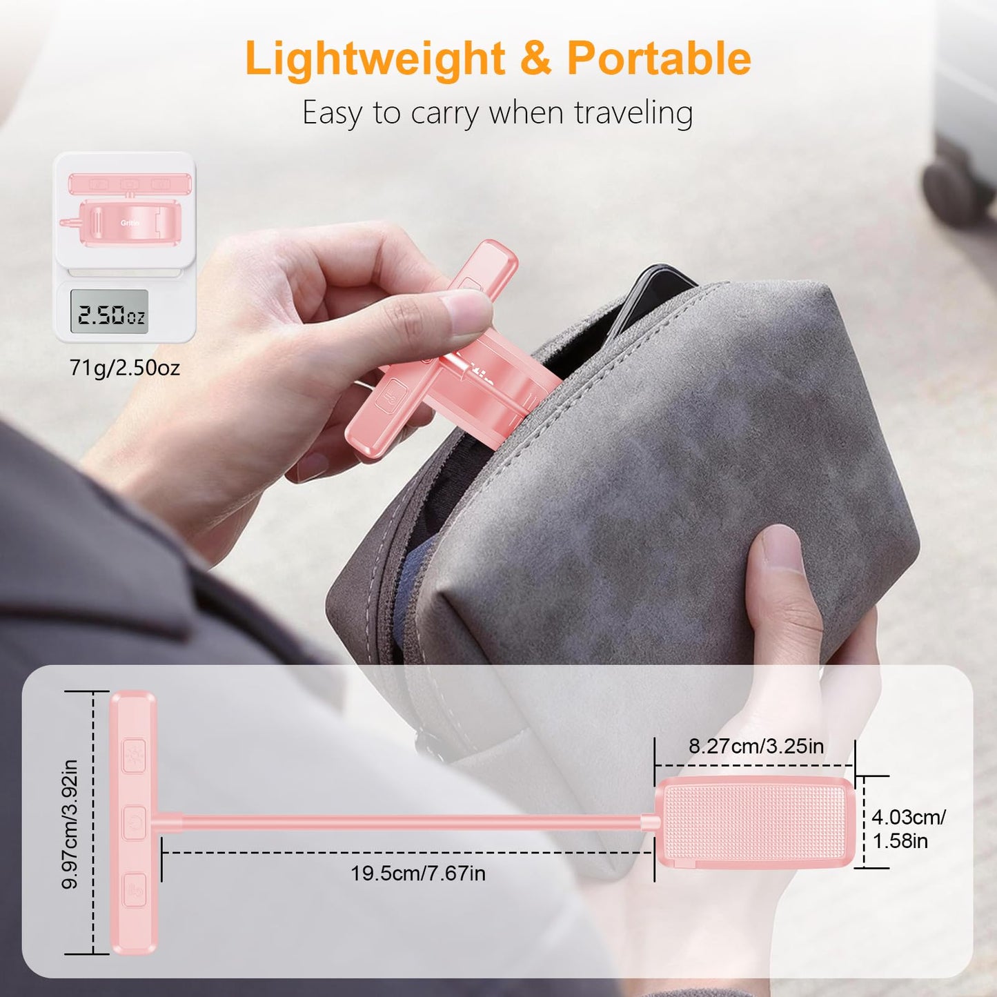 Gritin 19 LED Rechargeable Book Light for Reading in Bed with Memory Function- Eye Caring 3 Color Temperatures,Stepless Dimming Brightness,80 Hrs Runtime Clip on Light for Book Lovers-Pink