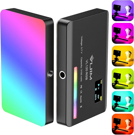 VIJIM VL120 RGB Video Light, Portable LED Camera Light Panel 0-360 Full Color, CRI 95+ 2500-9000K LED 3100mAh Rechargeable...