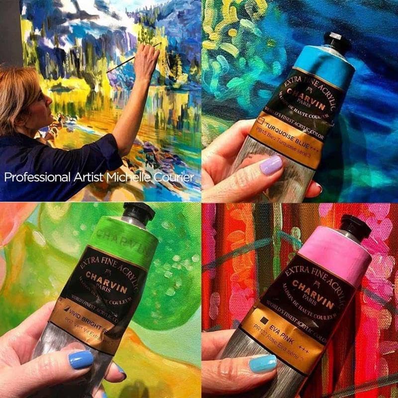 Charvin Extra Fine Professional Artist Acrylic Paint Colors, Nature Themed Hues, 150ml Green of Provence