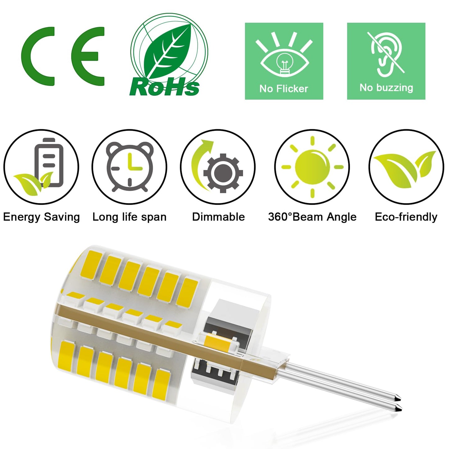 Taiyaloo G8 Led Bulb Dimmable 3W, 20W-25W Halogen Equivalent, Natural White 4000K, Mini G8 Base, 10