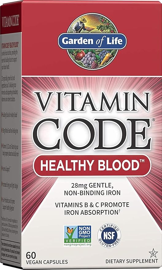 Garden of Life Vitamin Code Whole Food Multivitamin for Men, Fruit & Veggie Blend and Probiotics for Energy, Heart, Prostate Health, 120 Count & althy Blood 60ct Capsules