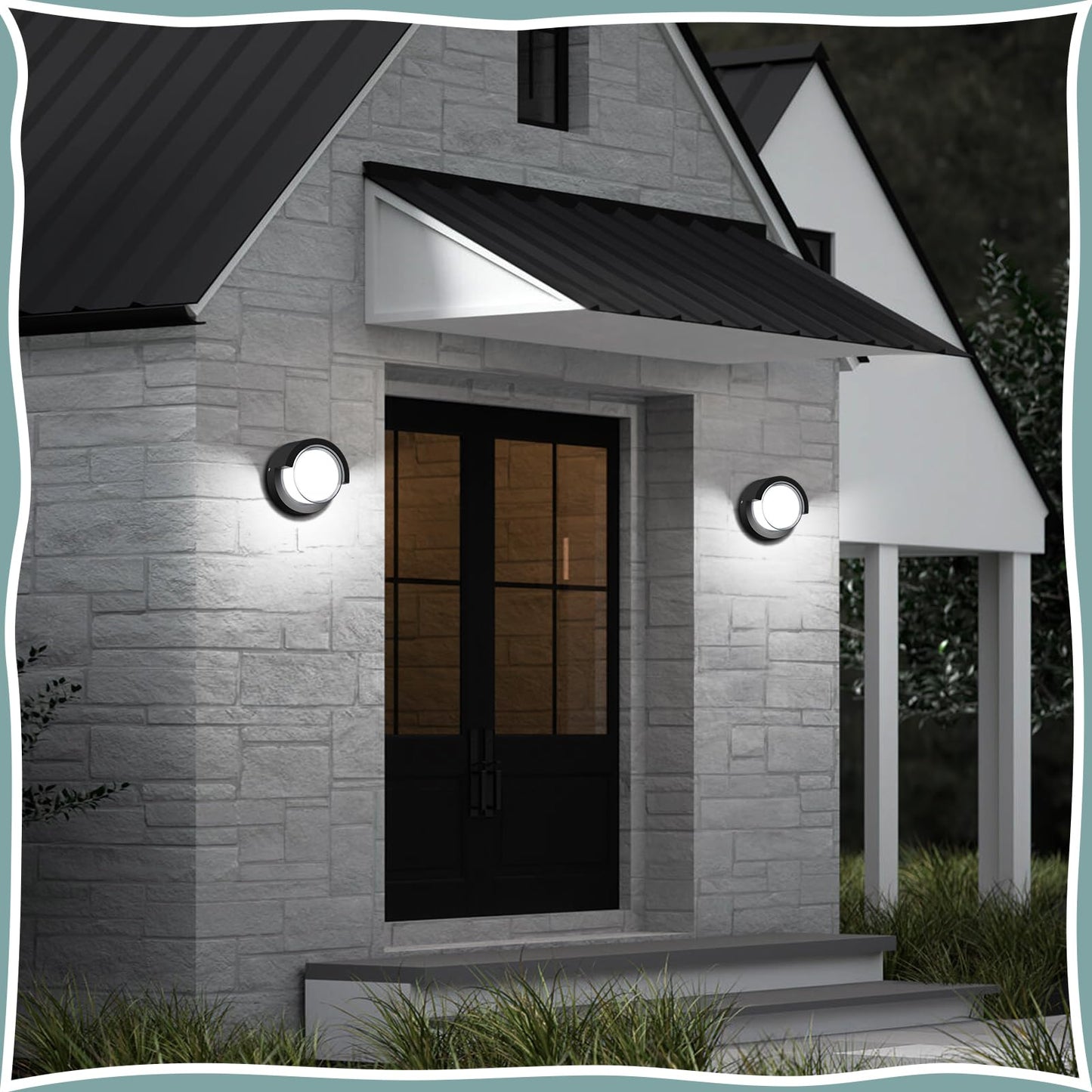 Biritalo Led Porch Lights Outdoor 12W 6500K Modern Wall Lighting Double-Layer Cover Aluminum Exterior Light Fixture Ip65 Waterproof For Stairway Garage Patio Bedroom