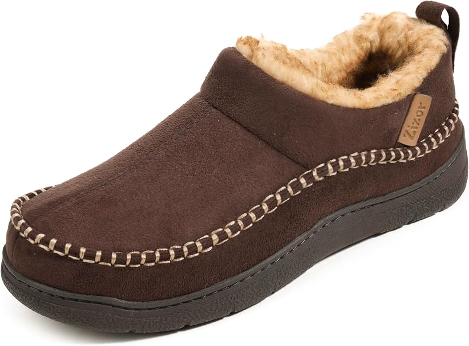 Zizor Men's Moccasin House Shoes Slippers Indoor Outdoor