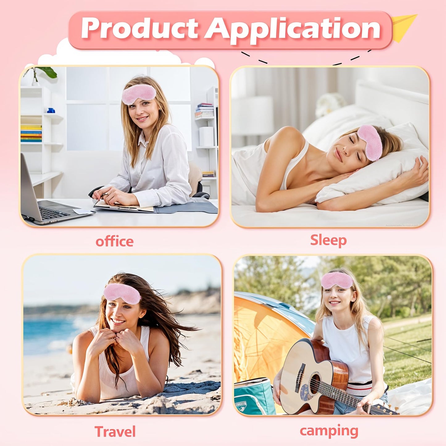 Oruola 2pcs Sleep Masks for Kids,Comfortable Kids Sleep Masks Girls,Kids Eye Mask for Sleeping,Sleep Mask Plush Blindfold Satin Back Faux Fur Sleep Mask for Kids Women Men Travel Nap,Pink Sleep Mask