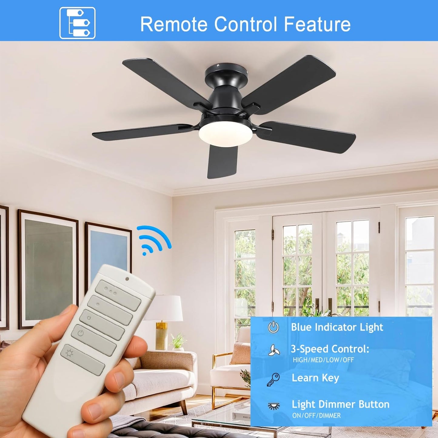 Replacement Remote For Harbor Breeze Ceiling Fan Remote Control, Light Dimmer 3-Speed Wall Mount For A25-Tx001-R1, A25-Tx005R, A