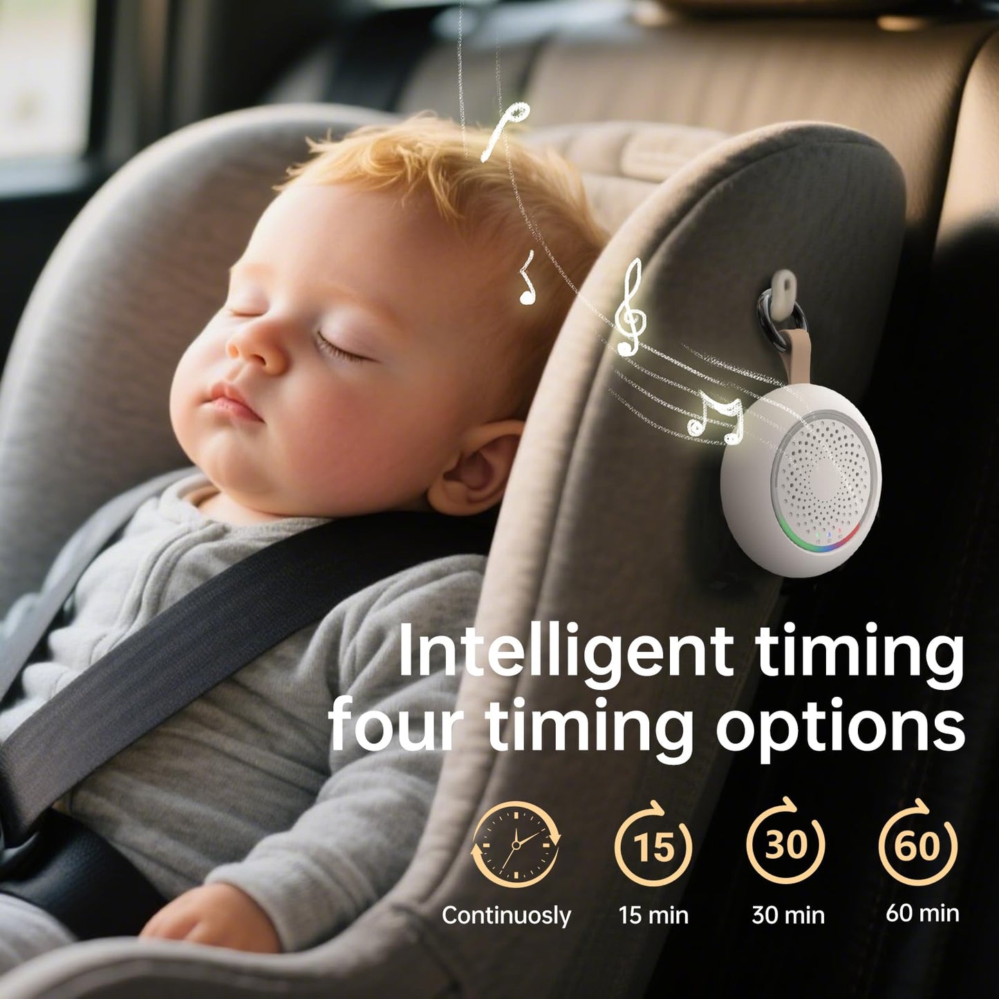 AMZSA White Noise Sound Machine for New Baby & Adults – 24 Sleep Sounds Including Rain, Green & Pink Noise, Portable Noise Canceling Sound with Timer, Night Light & Rechargeable, for Sleeping & Travel