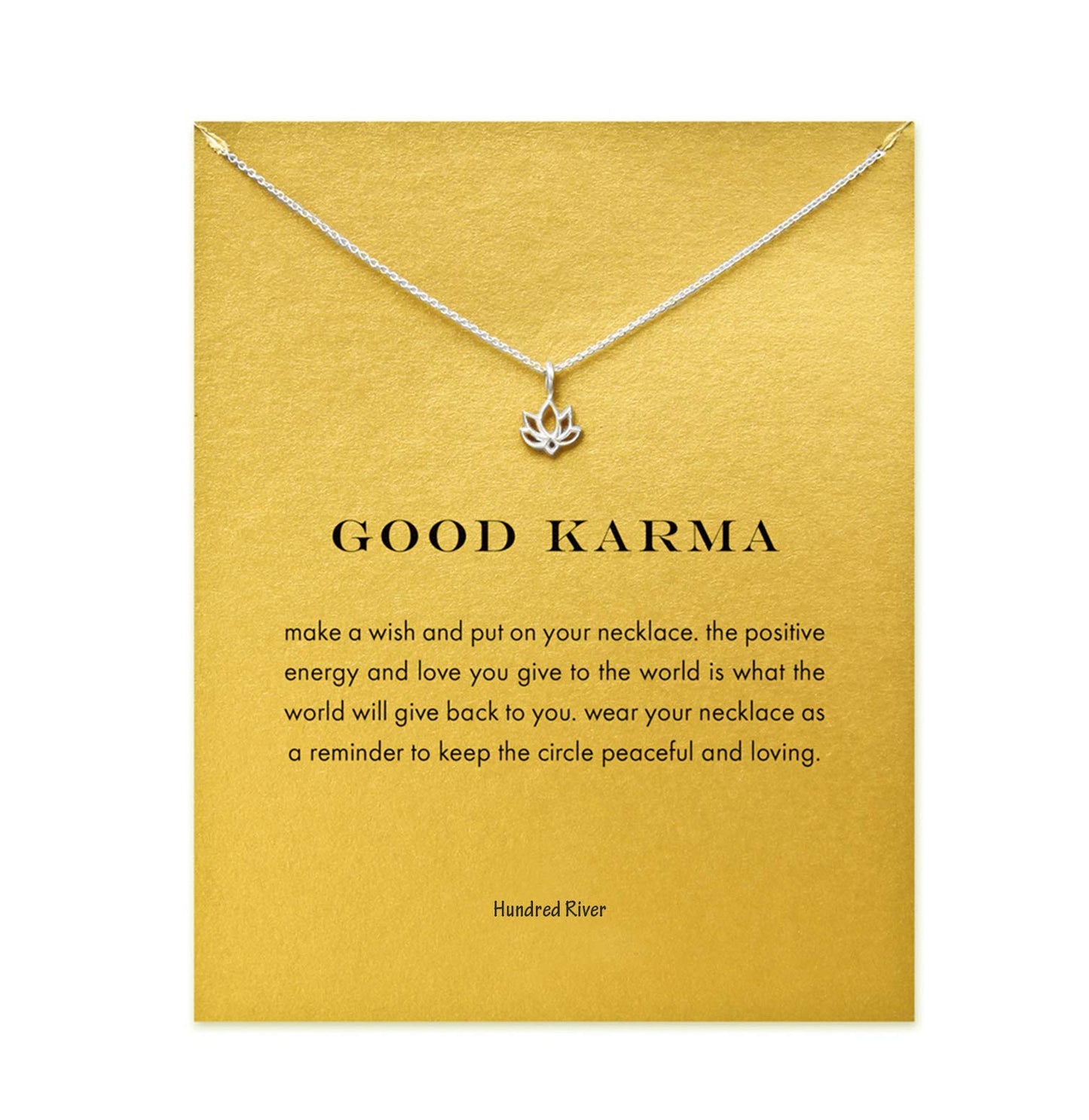 Hundred River Lotus Flower Necklace with Message Card Gift Card (sliver lotus flower)