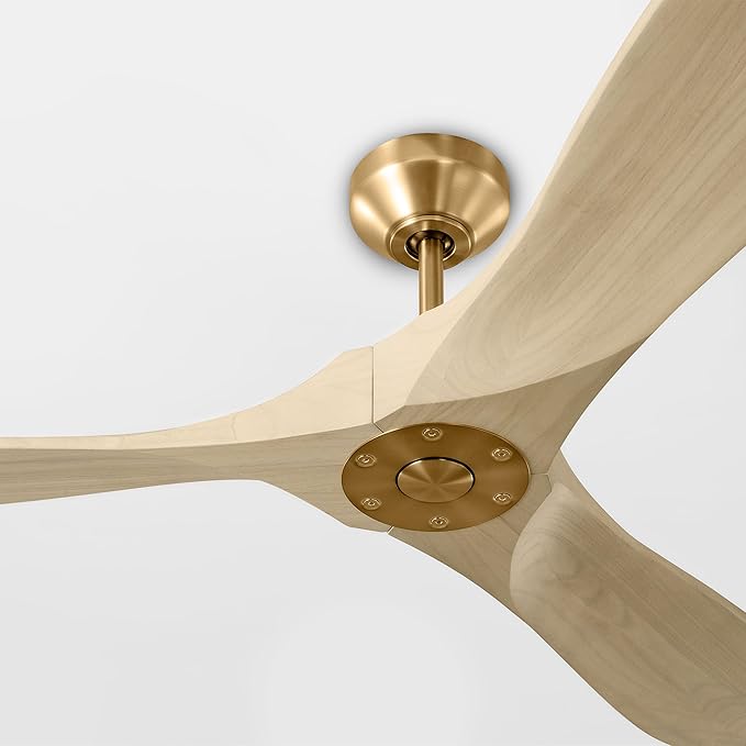 3MAVSM52BBSWWO Smart Maverick Ceiling Fan with Remote Control, Indoor or Outdoor, Compatible with Alexa & Google Voice (Burnished Brass with Washed White Oak Blades, 52-Inch)