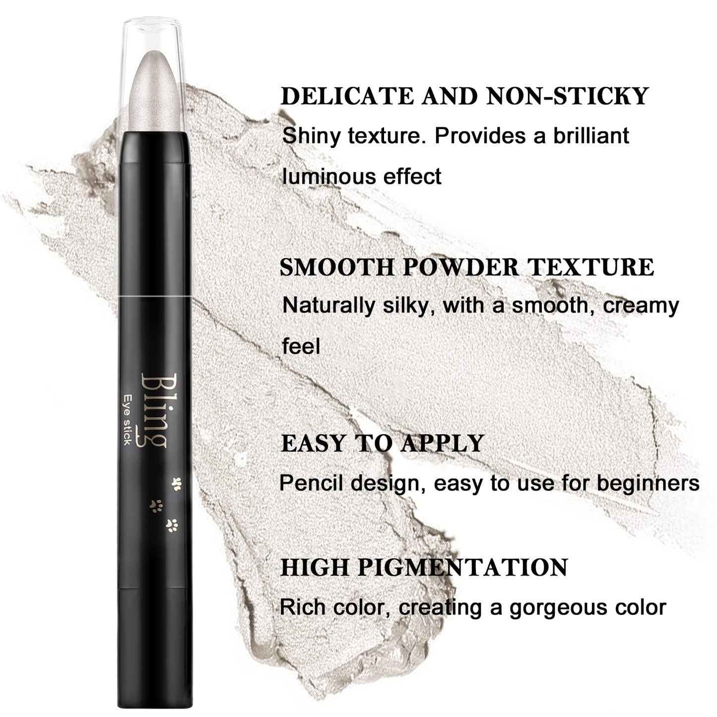 Boobeen Eyeshadow Pencil Crayon Waterproof Stick Shimmer Cream Pen - Create Glitter Eye Makeup, Easy to Use (01#)