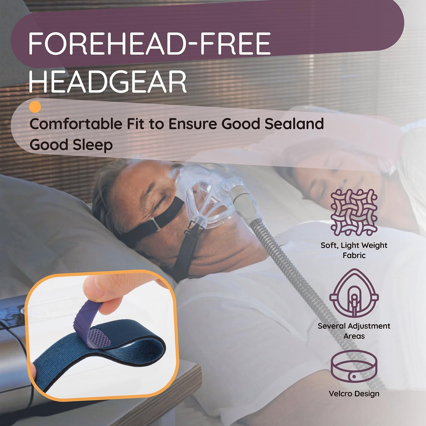 Quattro FX CPAP Headgear Strap Compatible with Resmed Quattro FX Full Face CPAP Mask Adjustable C Pap Headband Replacement for Quattro FX - Medium/Standard