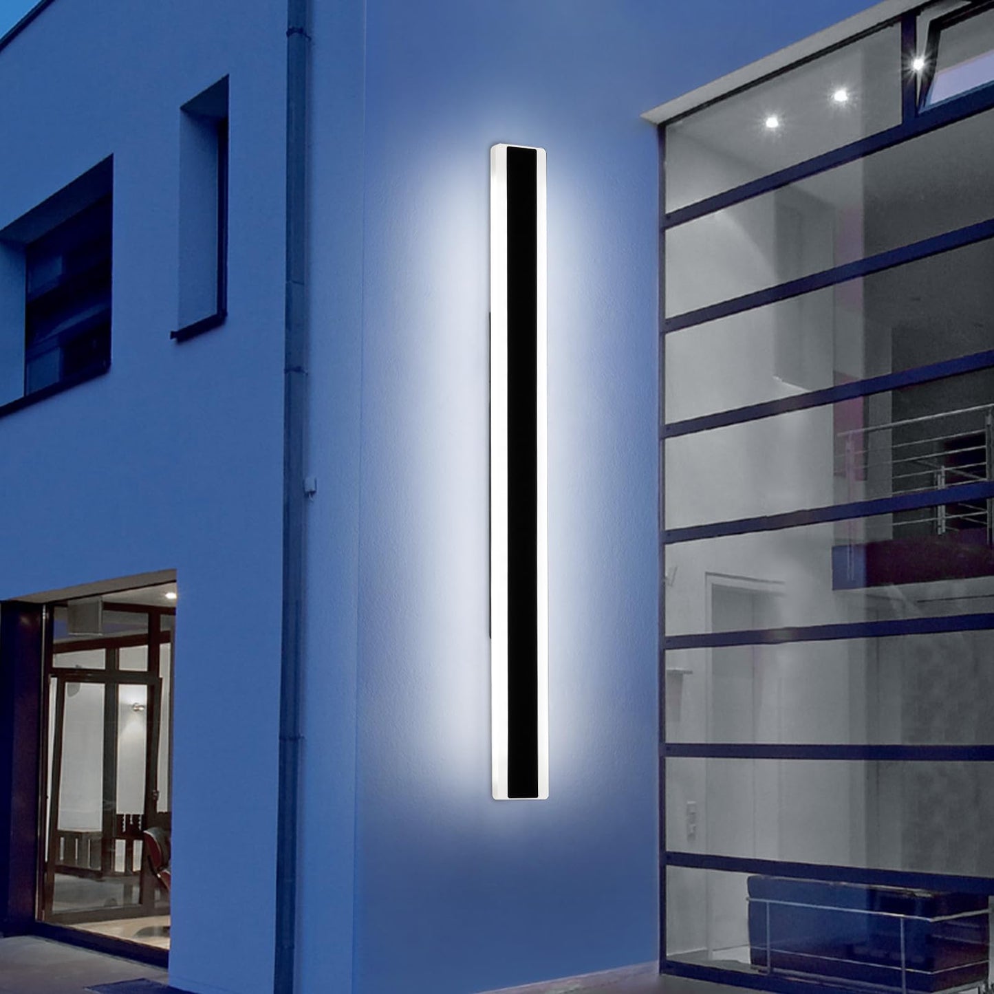 Mikeru 57Inch Long Led Wall Light  6000K Cool White Modern Outdoor Wall Light Ip65 Waterproof Black Acrylic Porch Exterior Lighting Fixtures  Exterior Wall Mount Lights For Garage Front Door