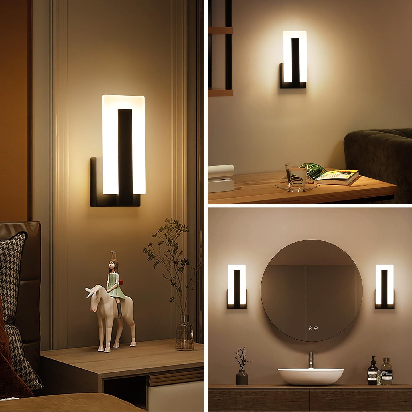 Pasoar Wall Sconce LED Light, 7W Acrylic, Hardwired, Warm White 3000K, Model 3069, 1 Pack, Suitable for Bedroom, Bathroom, Living Room