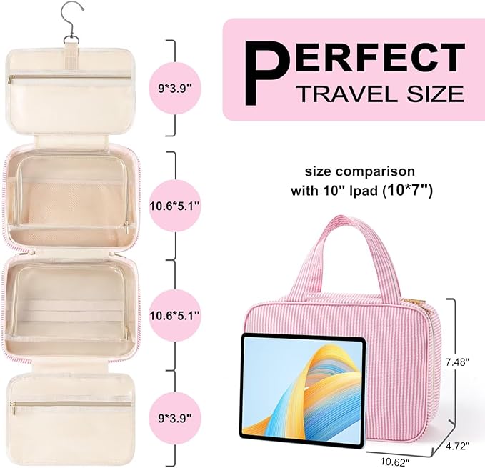 TOPEAST Initial Makeup Bag - Travel Toiletry Bag for Women, Personalized Birthday Gifts for Women Teen Girls Sister Daughter, Travel Toiletry Bag Monogramme Makeup Bag - Letter M, Blue