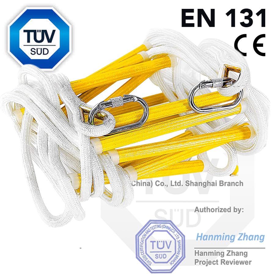 ISOP Emergency Fire Escape Ladder 3 Story Homes | 25 ft Emergency Escape Rope Ladder | Fast to Deploy & Easy to Use | Light, Compact & Easy to Store - Weight Capacity up to 2000 Pounds (25ft)