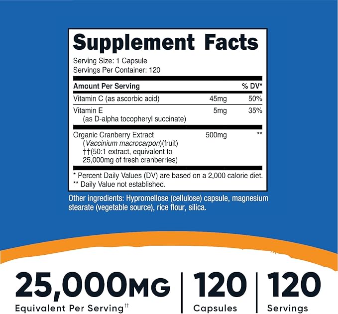 Nutricost Cranberry Extract 25,000mg (120 Servings) 3 Bottles with Vitamin C & E