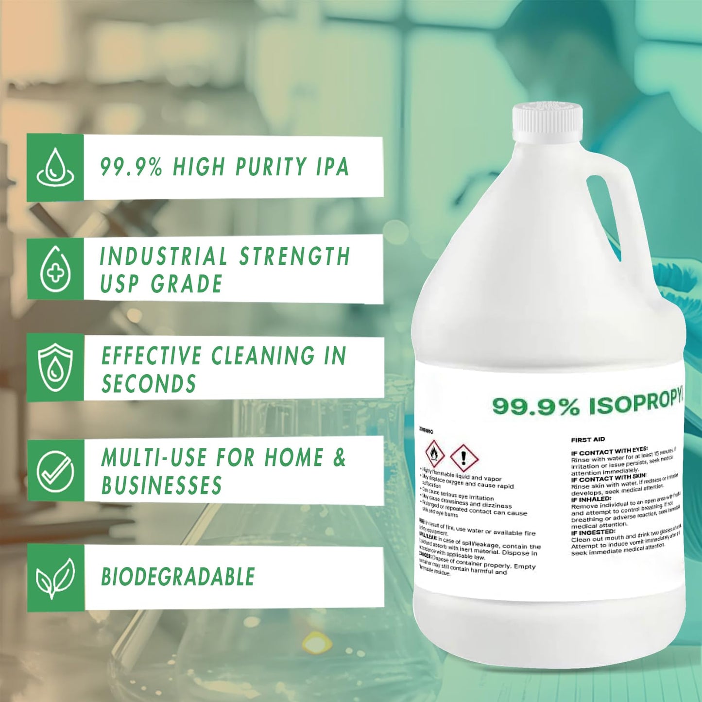 99% Pure Isopropyl Alcohol, 99 Percent IPA 4 Gallons, USP Grade, Made in The USA (4 * 1 Gallon)