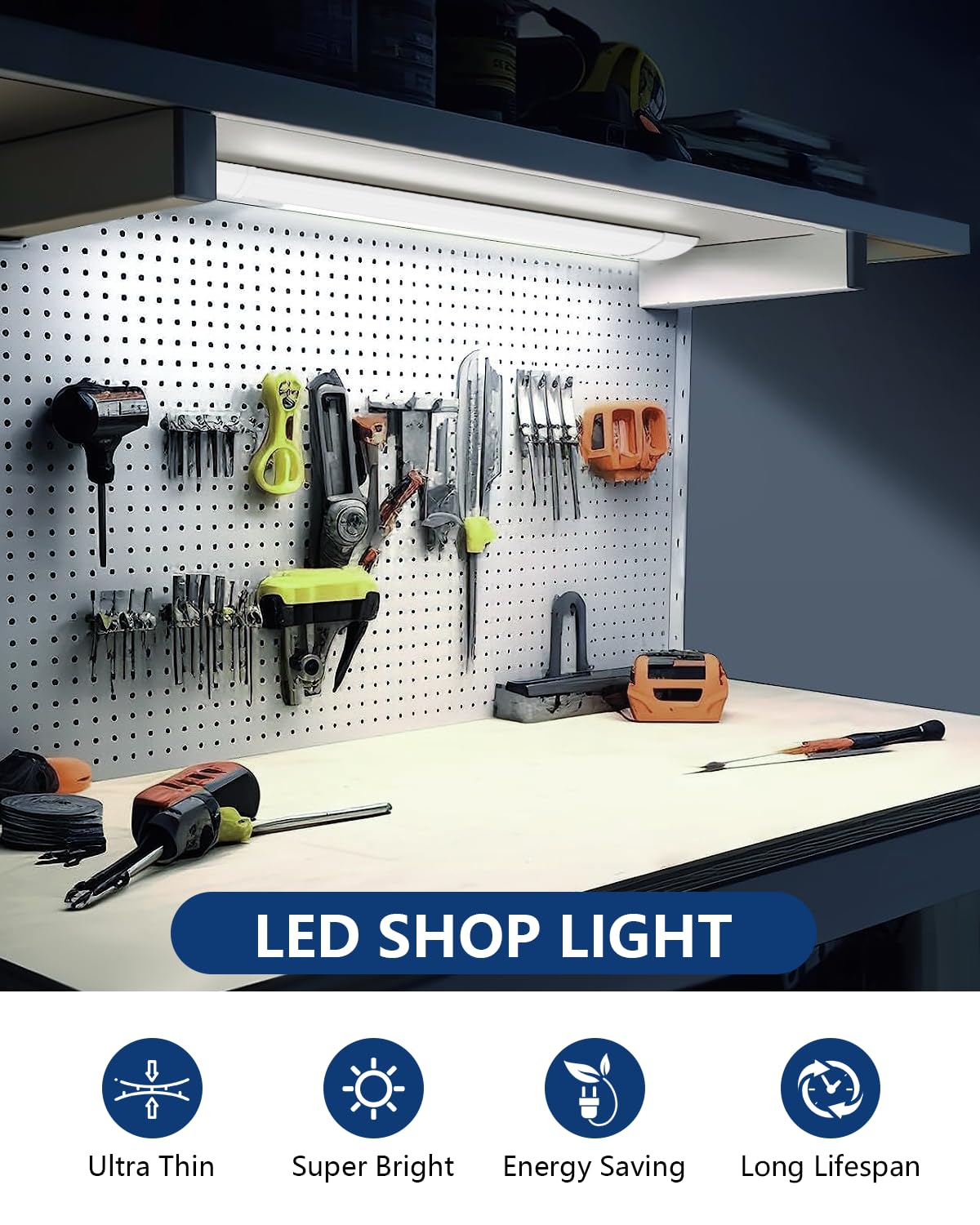 Sararoom LED Shop Light Fixture 20W 2FT 2400Lm Cold White Ceiling Light for Garage, Office, Home, Basement