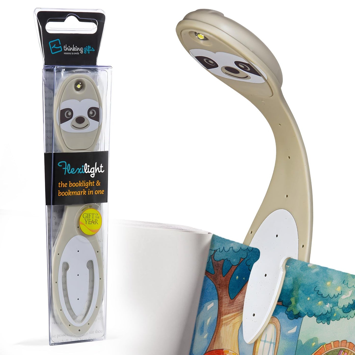 Gifts for Readers & Writers Flexilight Reading Light | 2 in 1 Bookmark Lamp | LED Clip On | Sloth