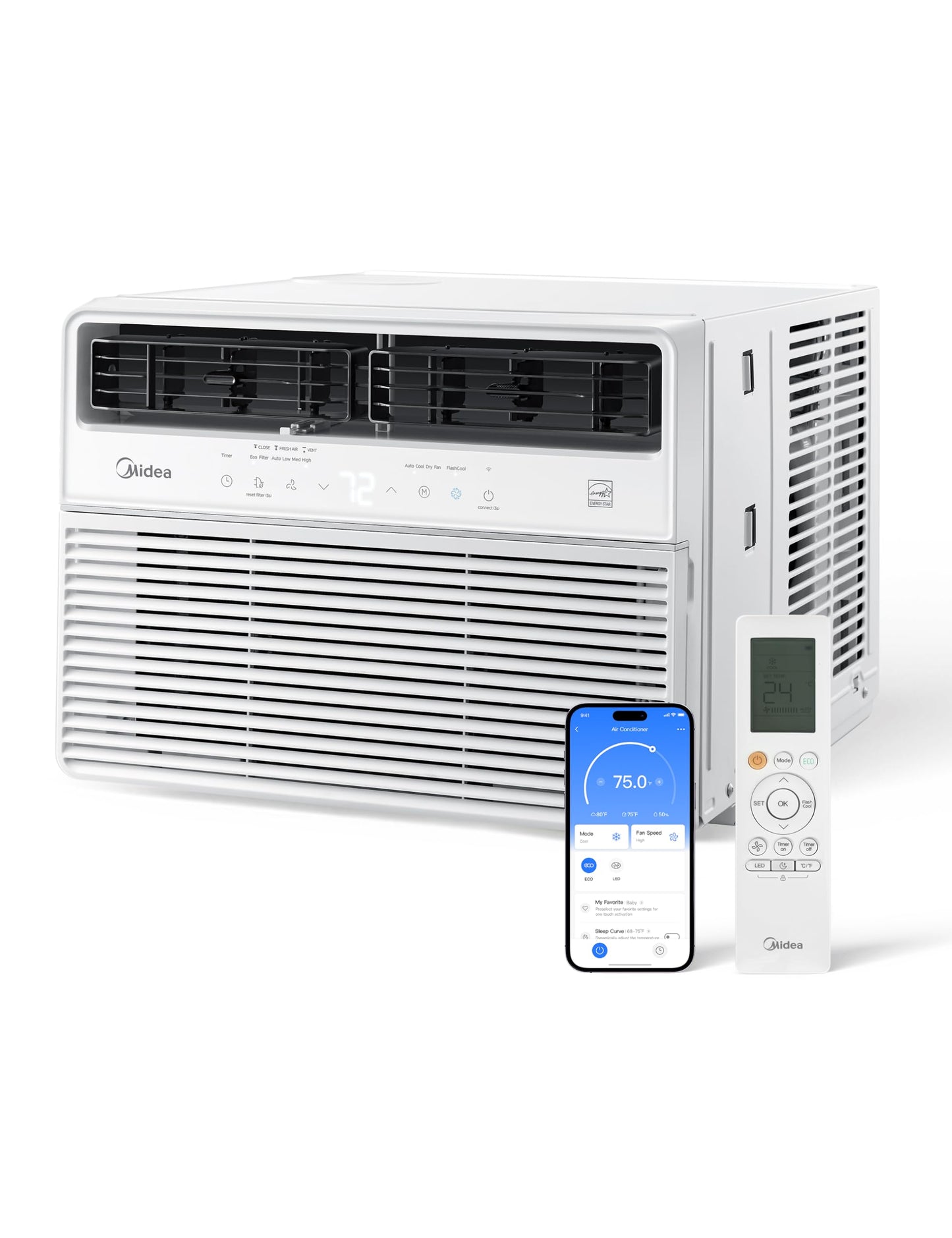 Midea 12,000 Btu Smart Inverter Window Air Conditioner With App, Alexa Control, 115V Ac Unit Cools Up To 550 Sq. Ft, Quiet Opera