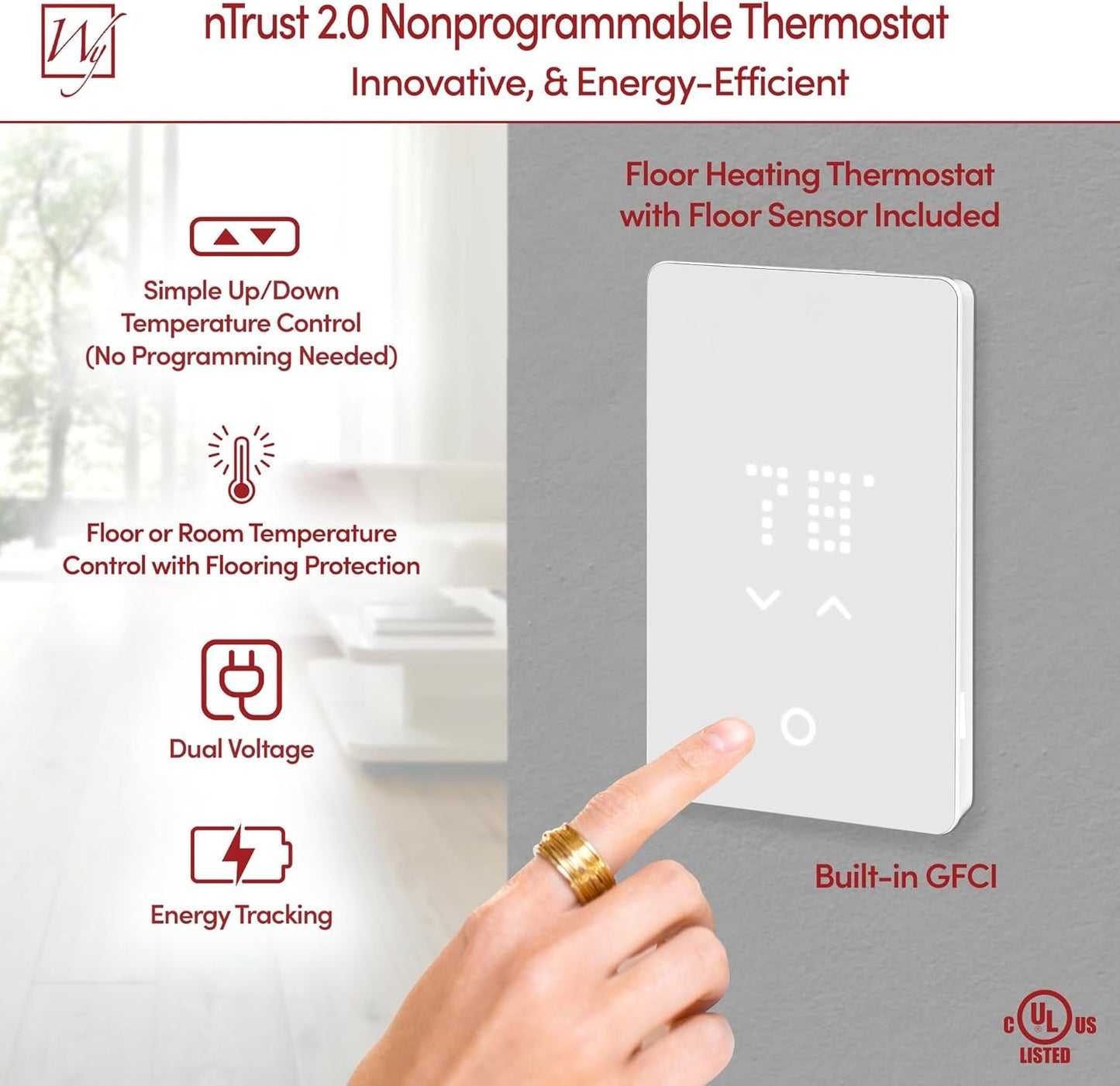180 Sqft Heated Floor Mat Kit with Radiant Floor Heating System Thermostat UTN5, Two Sensors, Tester, 240V Electric Radiant Floor Heating Mat installs under Bathroom Tile, Vinyl - WarmlyYours TempZone