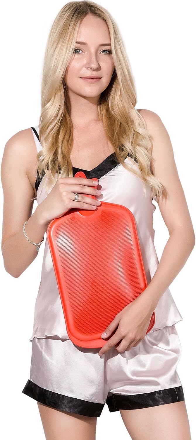 Peterpan 100 Fl Oz Rubber Hot Water Bottle with Faux Fleece Cover - BPA & Phthalate-Free, XXX-Large Hot Water Bag for Pain Relief, White