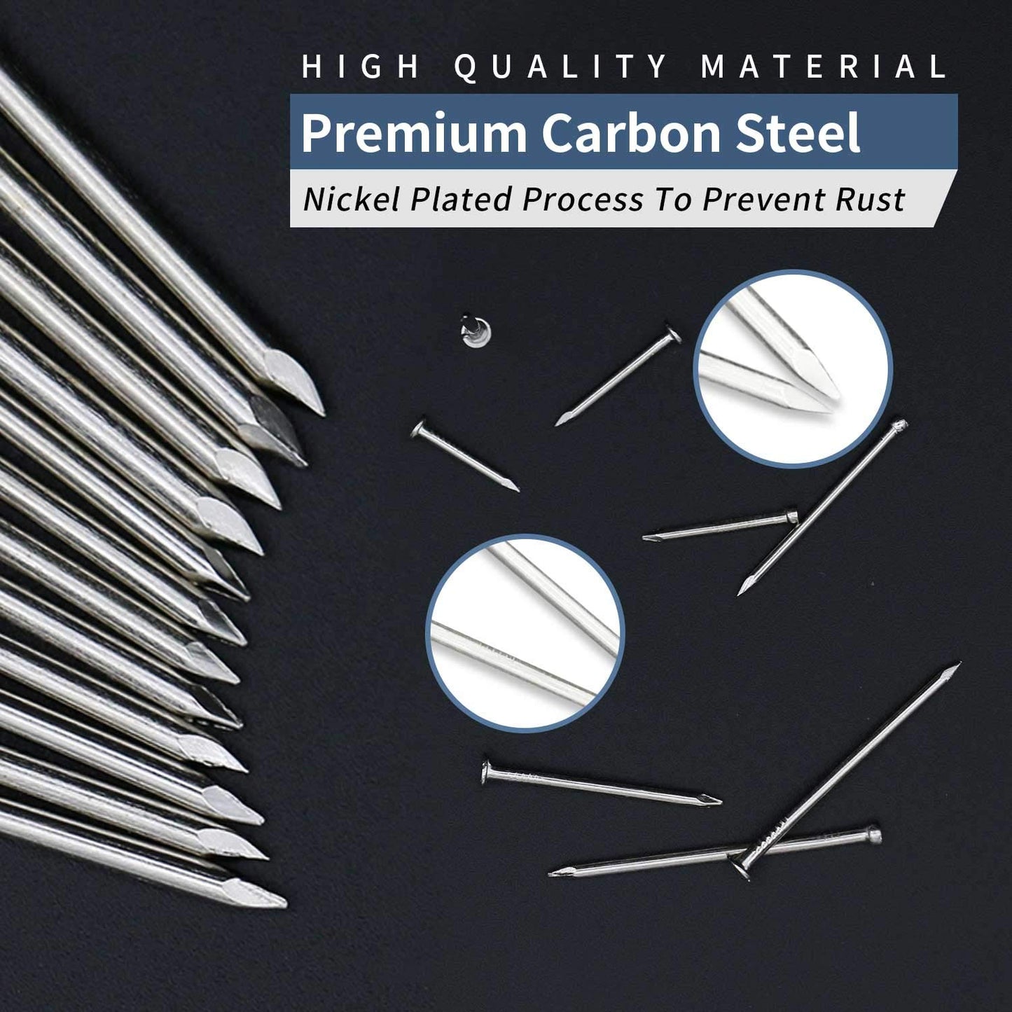 120pcs Hardware Nails, 2 Inches Nickel Plated Hanging Nails, Wall Nails for Hanging, Wood Nails, Long Nails (2 in)