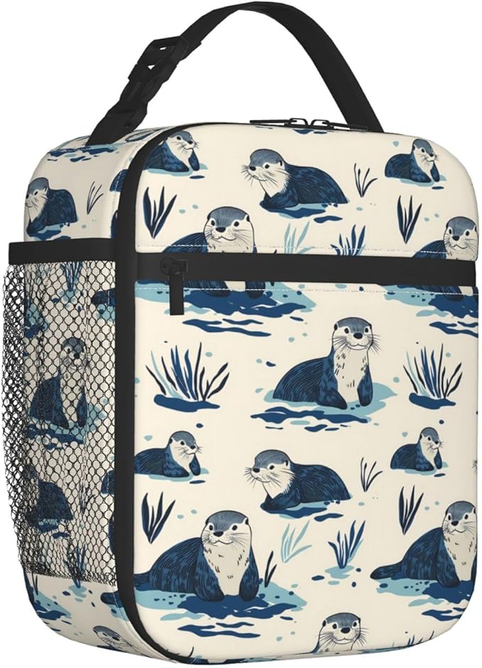 Otter Lunch Box Insulated Lunch Bag for kids Girls Boys,Reusable Lunch Box Containers for Women Men,Durable Cooler Tote Bag Lunchbox for Office/School/Picnic