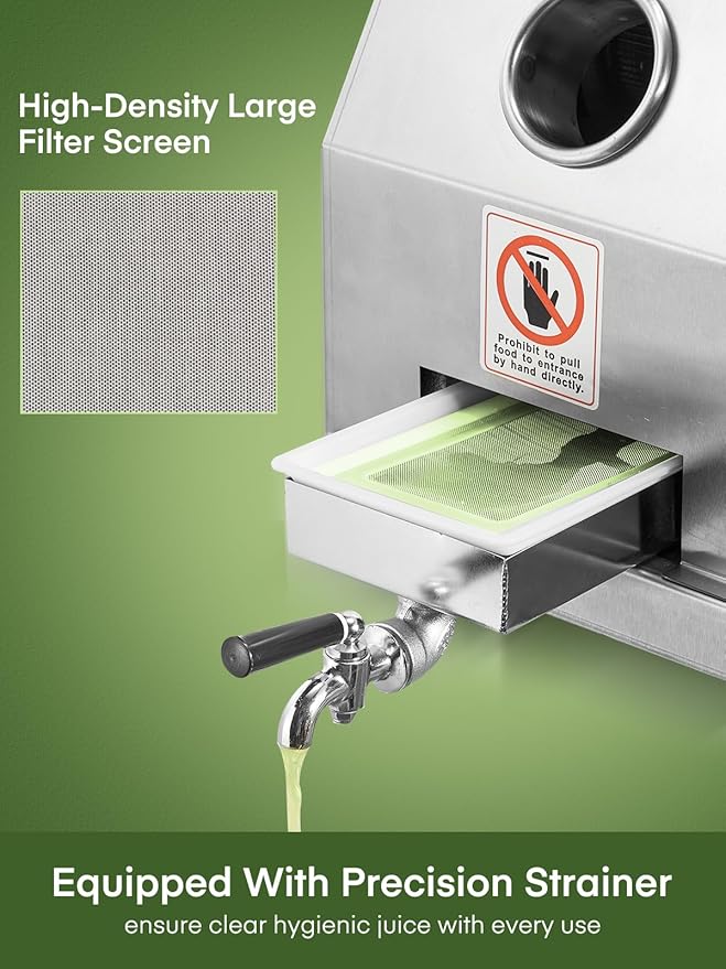 FOHERE Commercial Sugarcane Juicer, 110LBS/H High Output Sugar Cane Press with 3 Stainless Steel Rollers, 2.4" Large Inlet, Manual Sugarcane Juice Extractor Squeezer for Home/Commercial Use