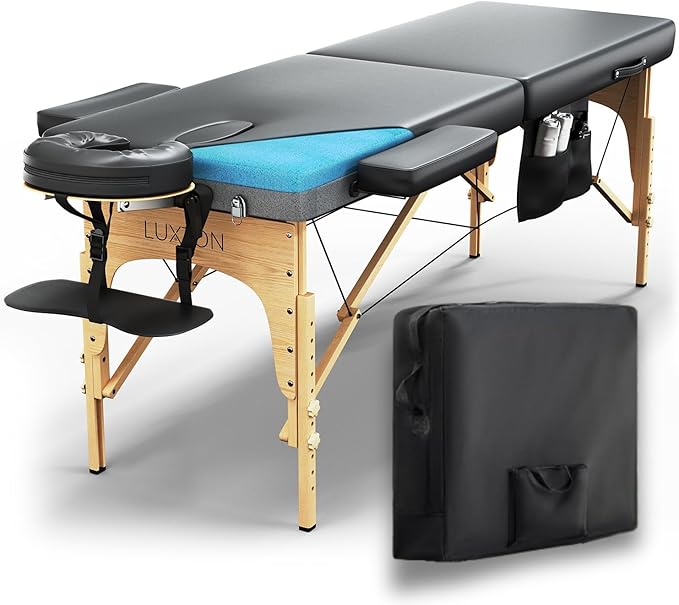 Luxton Home Memory Foam Massage Table Premium Portable Foldable Massage Bed Height Adjustable 72 Inches Long 27 Inches Wid...