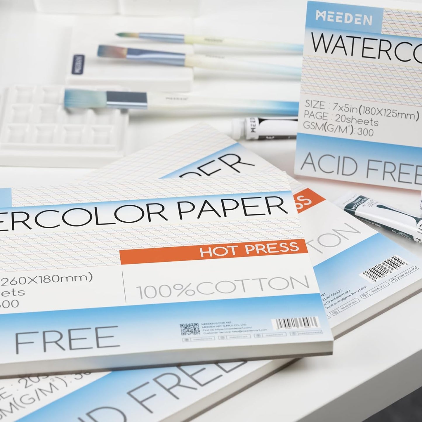 MEEDEN Watercolor Paper Block - 100% Cotton Watercolor Paper Pad of 20 Sheets, 140lb/300gsm, Acid-Free Art Paper for Watercolor, Gouache, Ink and More, 16" x 12" Rough