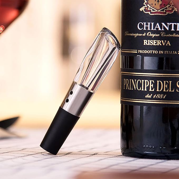 Wine Aerator Pourer & Wine Vacuum Stopper,Aerating Pourer and Decanter Spout Improved Flavor Aroma,Wine Saver Preserves Keep Wine Fresh 10Days,Wine Accessory Set for Wine Lovers