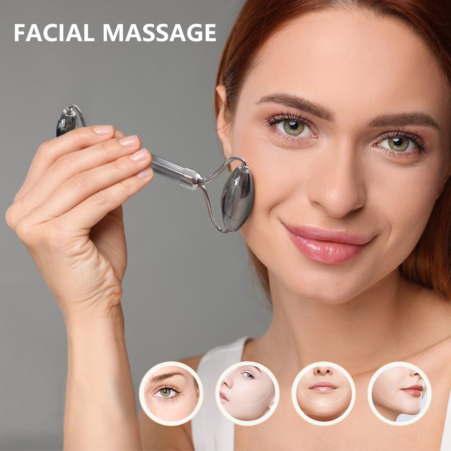CUTELIILI Stainless Steel Facial Roller - Metal Face and Eye Roller, Gua Sha Facial Tools Stainless Steel, Cooling Dual Sided St