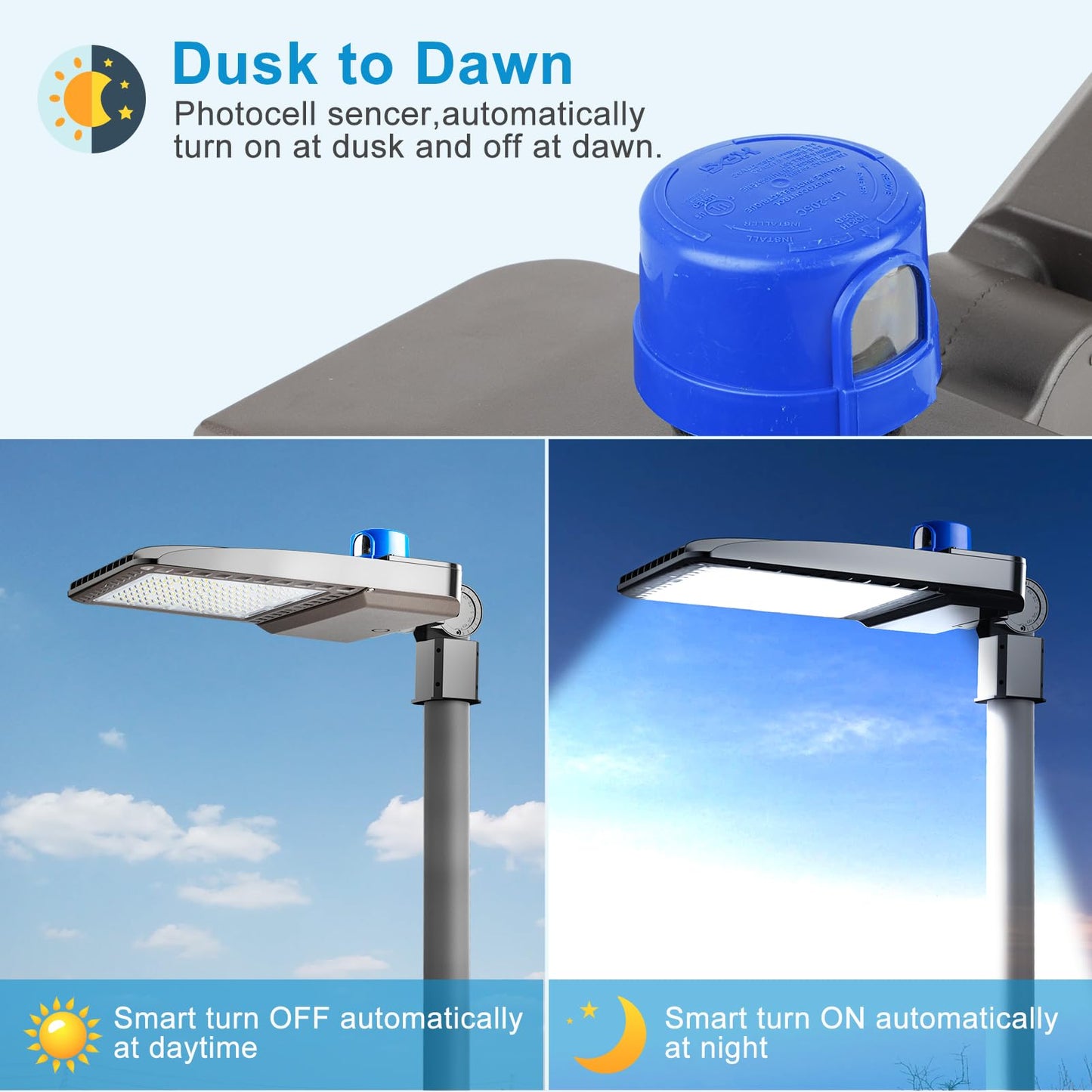 480W (486X1W) Led Parking Lot Lighting 72000Lm (150Lm/W) Led Pole Lights Outdoor With Smart Photocell 5000K 6Kv Spd Led Parking Lot Lights Outdoor Pole Mount-2Pack 7Yrs Warranty