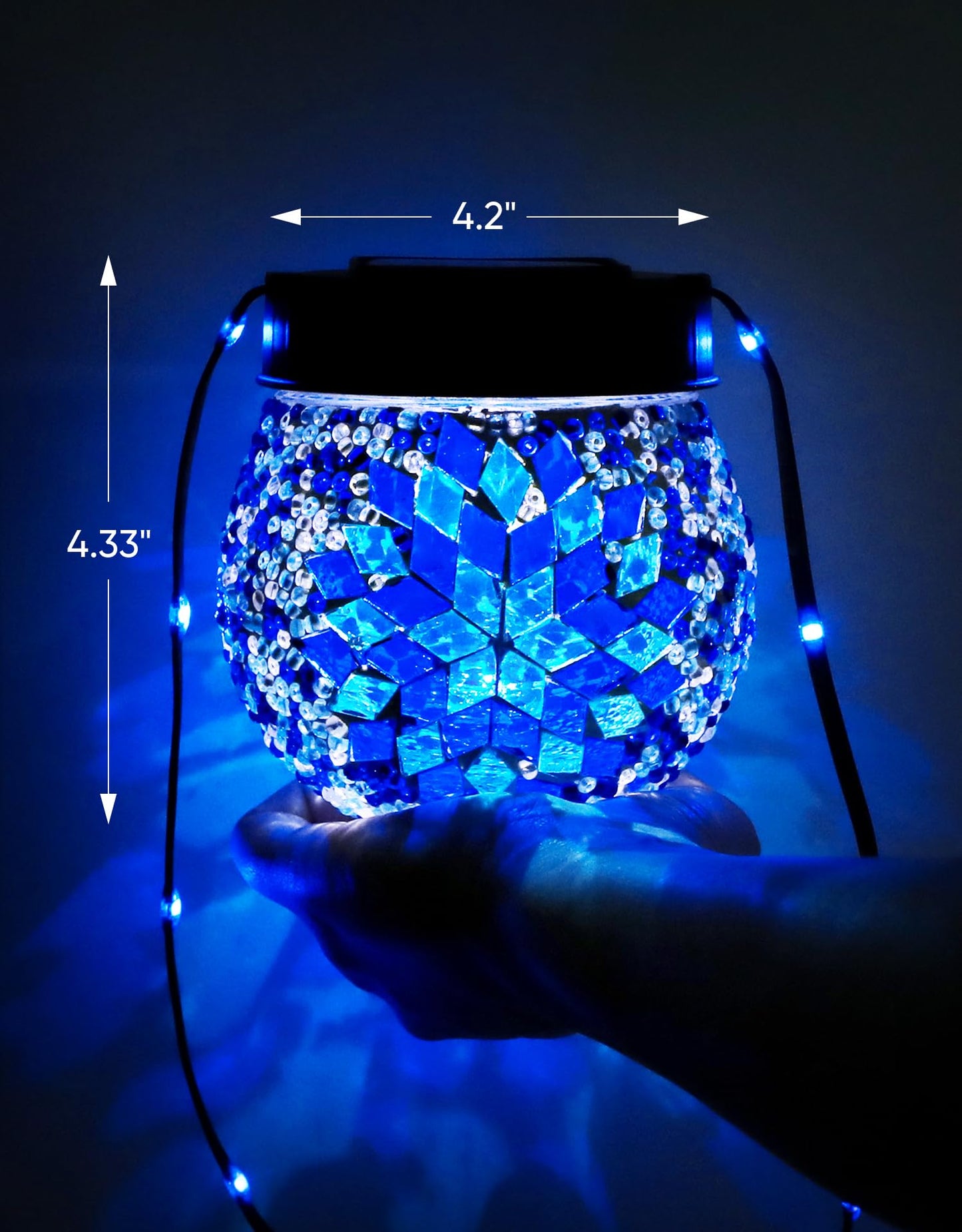 Mosaic Solar Lights Outdoor 2 Pack  Solar Hanging Lanterns Christmas Halloween Gifts For Women Mom Grandma  Waterproof Glass Globe Lights  Garden Patio Decor For Yard  Tree  Balcony  Cold