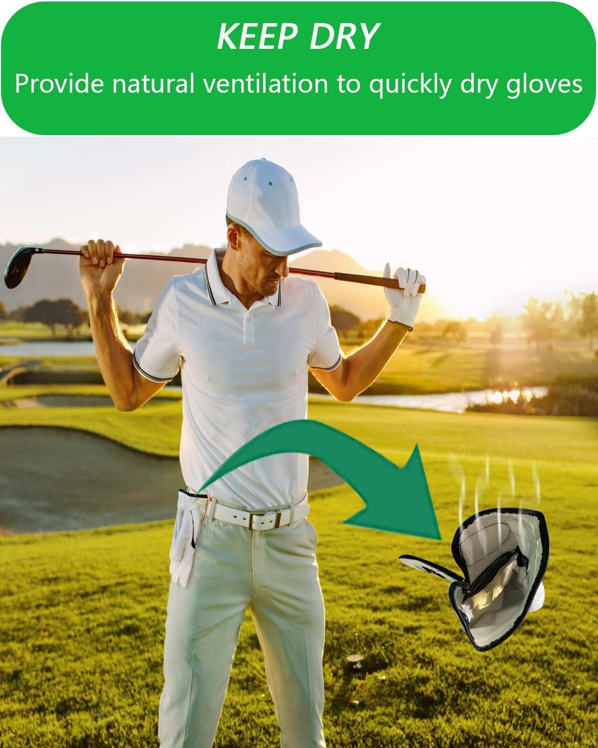 Golf Glove Clip, Simple and Stylish Golf Glove Holder for Easy Access and Natural Ventilation Drying