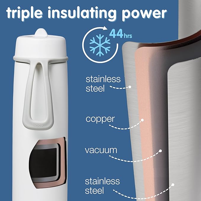 b.box Triple Insulated 23oz Water Bottle w/Stainless Steel Straw. 44 Hours Cold. Leak Proof Tumbler with Lid and Straw for Travel, Gym & School. BPA Free Sports Water Bottles.