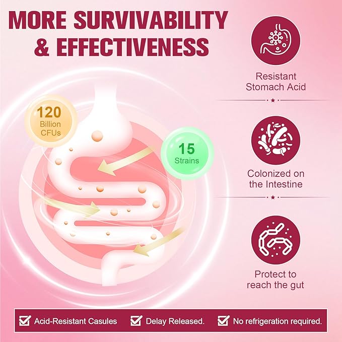 Probiotics for Women, 120 Billion Women Probiotic, Digestive Enzymes & Prebiotics, with Akkermansia, Cranberry, D-Mannose, for Gut, Vaginal, Urinary, Immune, PH Balance, 120 Vegan Capules