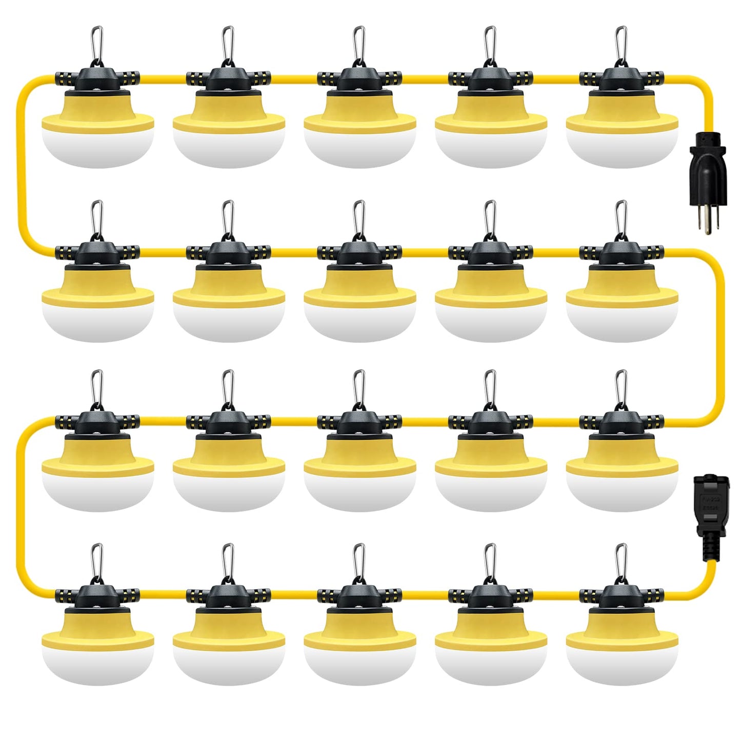 Muasdae 200Ft Led Construction String Lights, Yellow, Industrial Grade, 3 Prong, Ideal For Outdoor, Walkways, Renovation, And Lighting Solutions