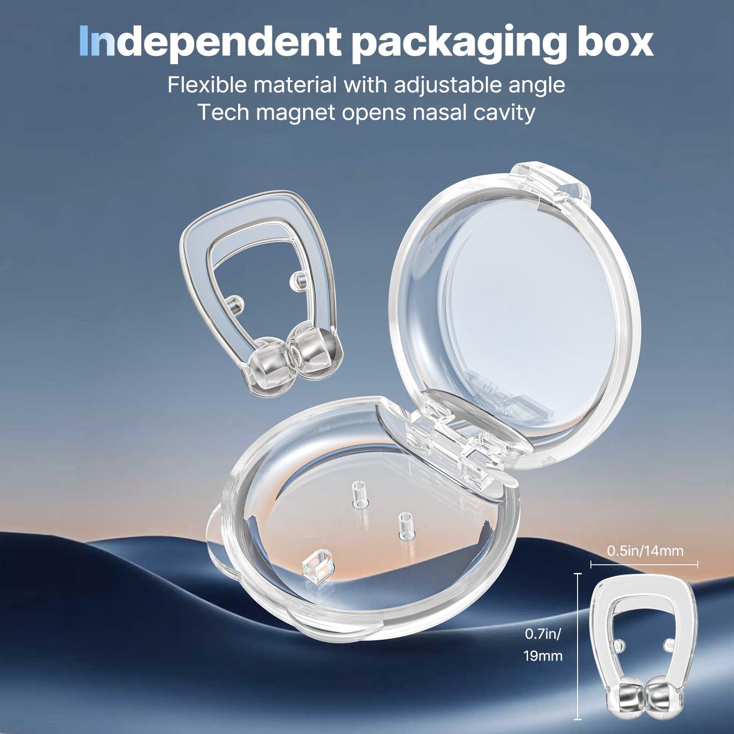OHALEEP Anti Snoring Devices, Snore Stopper with Adjustable Magnet, Silicone Nose Clip Stop Snoring, Effective to Relieve Snoring, Snoring Solution for Comfortable and Quieter Sleep, Clear, M