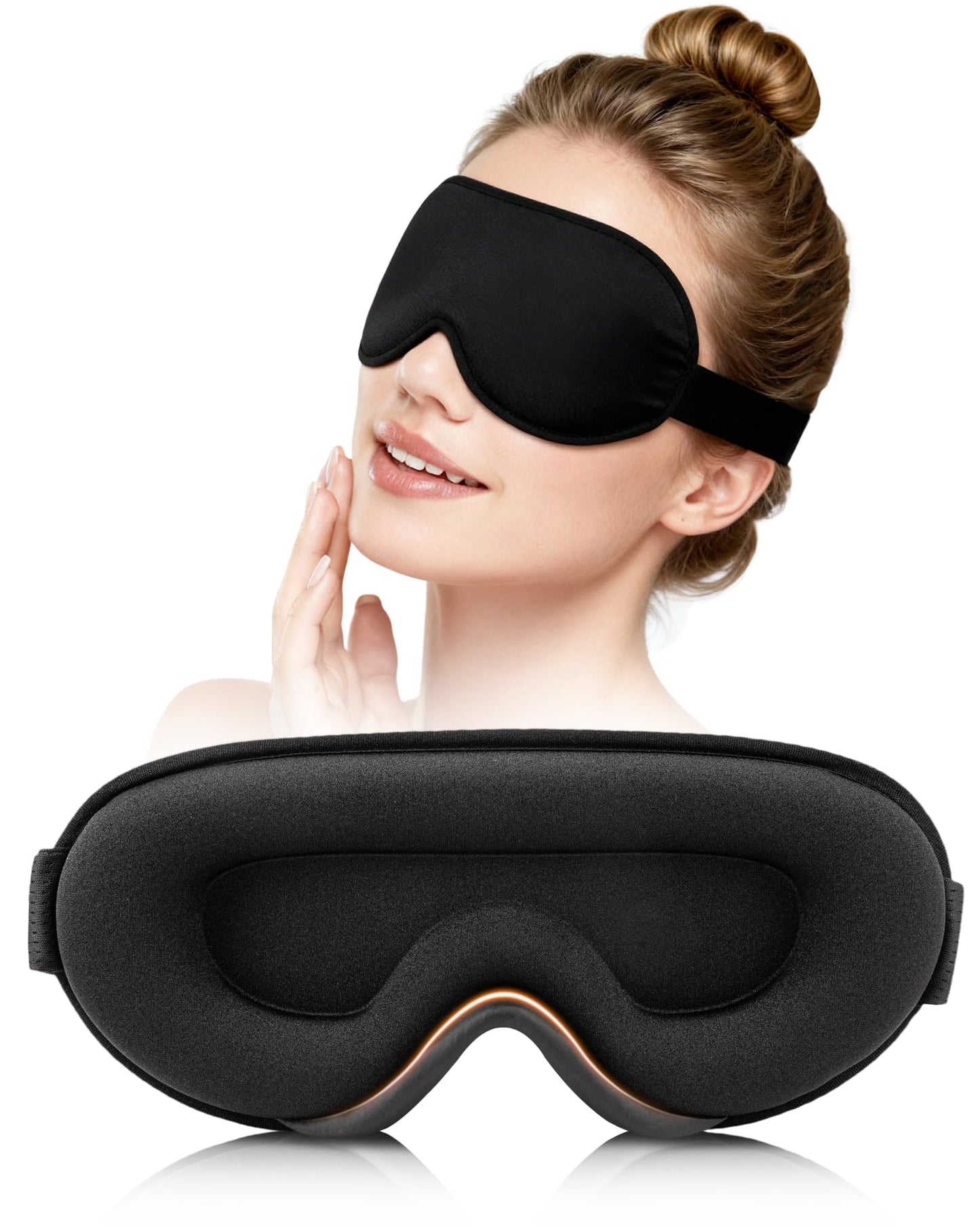 lulir Sleep Mask for Side Sleeper Men Women, 100% Blackout Sleep Mask, Zero Eye Pressure 3D Sleeping Mask, Ergonomic Design and Breathable, Suitable for Travel Yoga, Black