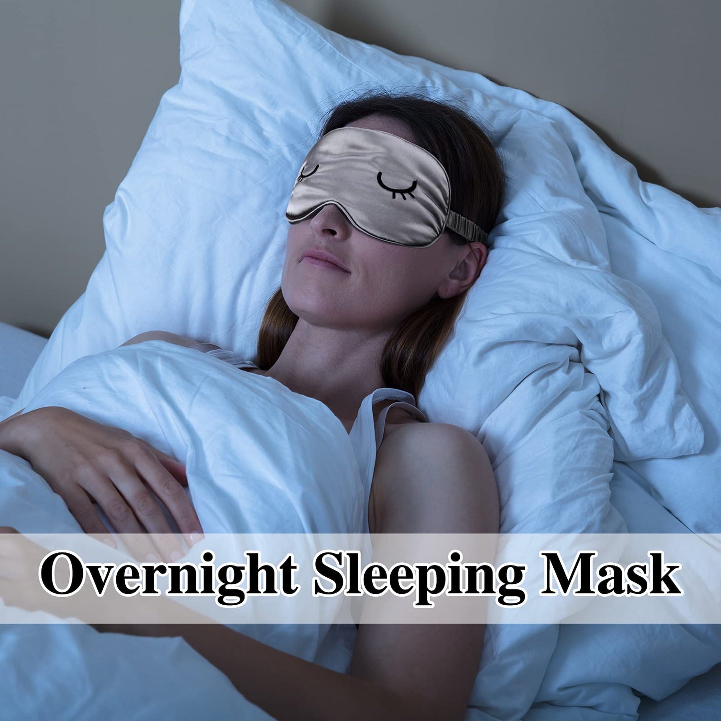 Geyoga 2 Pcs Cute Sleep Eye Masks for Adult Silk Sleep Eye Cover Cute Lightweight Adjustable Eyeshade Mask Satin Night Eyeshade Covers with 2 Pcs Storage Bag(Adult, Pink, Gray)
