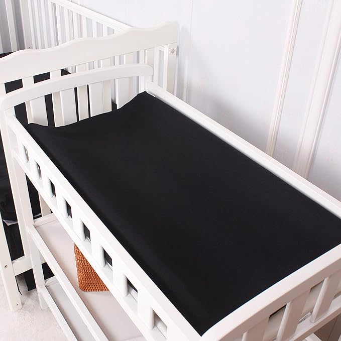 CaSaJa Diaper Changing Pad Cover for Baby Boys Set of 3, Snug Fit 4-Sided Contoured Changing Table Pad 16x31 16x32, Fitted Change Pad Sheet Navy Gray Black, 100% Silky Soft Breathable Microfiber