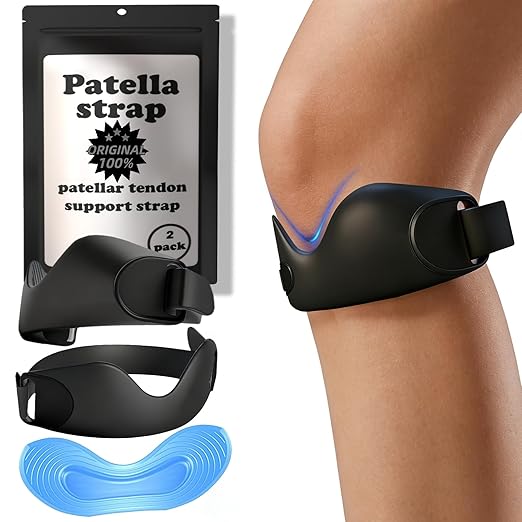 Patellar tendon support strap 2 pack - Silicone Patella strap, Patella band for knee pain Adjustable Non-Slip Stabilizer K...