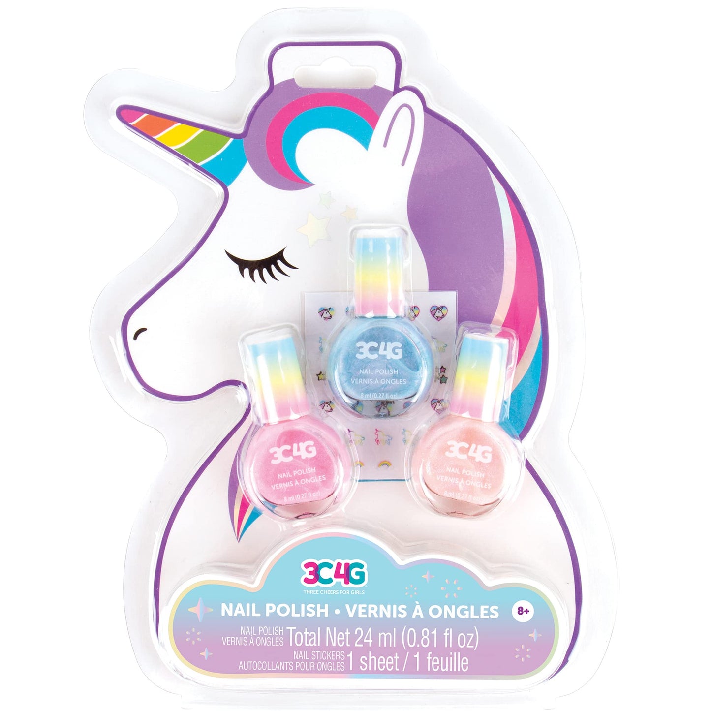 3C4G Unicorn Shimmer Nail Polish Trio, Bring Magic to Life with These 3 Holographic Nail Polishes, for Ages 8 and up by Make It