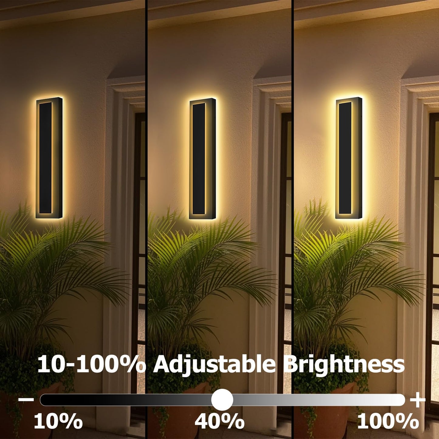 Picico 24In Modern Led Outdoor Wall Lights  Dimmable Black Exterior Wall Sconce Lighting Fixtures  Rectangular Mini Outdoor Garage Lights  360 Beam Angle Vertical Outdoor Lights For House Porch
